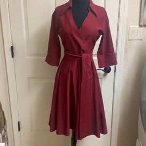 COPY - MIUSOL Dress, Deep V-Neck Classic Dress, Medium/Burnt red